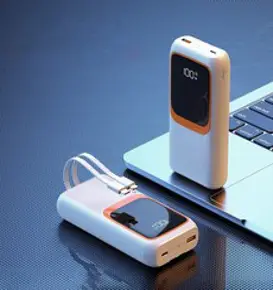 PYHO 30000mAh 보조배터리 고속충전 자체 케이블 일체형 휴대용배터리, 화이트30000mAh