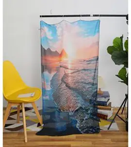 쉬폰 패브릭 포스터 가리개 커튼 85x150cm, 015.해변의 일몰