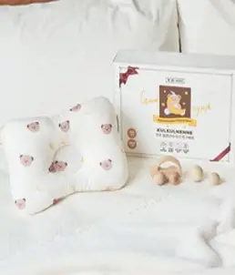 무로 쿨쿨넨네 아기 에어매쉬 짱구베개, 베이지+브라운, 1개
