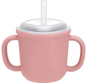 에디슨 스스로 실리콘 양손 빨대컵 200ml, 핑크, 1개