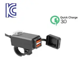 발통마켓 KC인증 오토바이 일반형 퀄컴 QC 3.0 USB 충전기 스마트폰 방수 듀얼 고속충전, QC일반형USB