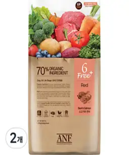 ANF 강아지 6프리 플러스 소고기 연어, 소고기+연어, 1.8kg, 2개