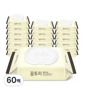 꿈토리물티슈 도톰한 나비의꿈 캡형, 60매입, 60팩