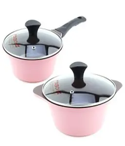 키친아트 세라믹 냄비 2종세트, 혼합색상, 18편수 냄비 + 20양수 냄비