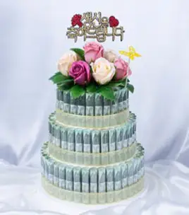 돈케이크 만들기 지폐100장용 4단세트, 사랑합니다(기본), 모두 선택안함, 선택안함