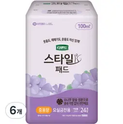 디펜드 여성용 스타일 참숯 패드 중용량, 24개입, 6개