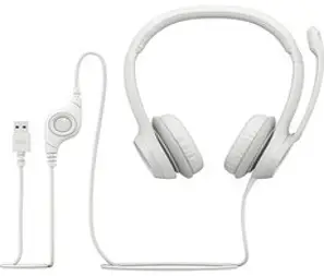 로지텍 USB 유선 마이크 헤드셋 H390, 화이트