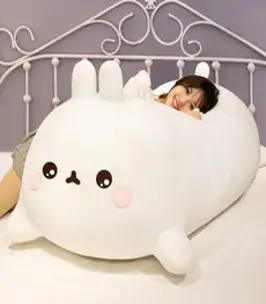 토끼 바디필로우 롱 긴 모찌 쿠션 수면 베개 애착 인형 선물 대형, 블루고양이