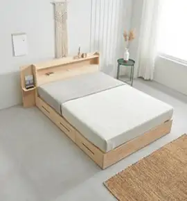 온누리가구 뉴송 NEW클래식 원목 슈퍼싱글 수납형 서랍형 침대 저상형 무헤드 헤드형 (매트미포함), 슈퍼싱글 헤드형