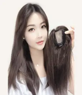 [CW2023 긴머리] 여우가발 정수리 부분가발 3D 입체커버 불파트 탑피스 (5cmx6cm/29cm), 1개, 자연검정(29cm), 앞머리있음