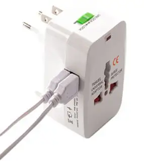 플라이토 해외 여행용 USB 멀티아답터 2포트 + 파우치 JS-1004, 1세트