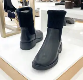 XG21505 BLACK 스판니트 하프부츠 4cm 미셸by탠디 TW72HA