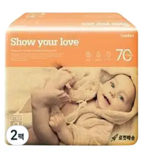 토디앙 Show Your Love 일회용 기저귀 밴드형 남여공용 소형 (4-7kg), 140매
