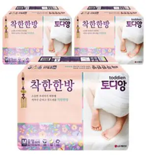 토디앙 착한한방 밴드형 기저귀 아동공용 중형(5~11 kg), 180매