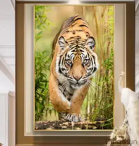 용감한 백두산 호랑이 보석십자수 액운을 방지하는 풍수지리 비즈자수, 70x105cm