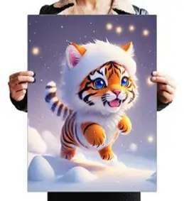 FASEN 액자 캔버스형 보석십자수 DIY 키트 40 x 50 cm, 새끼호랑이