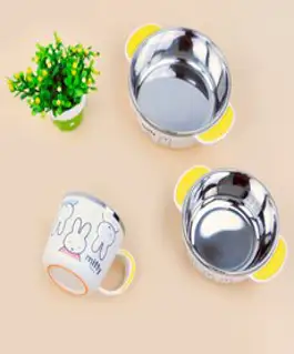 미피 논슬립 스텐 식기 5종 세트, 혼합색상, 공기 + 대접 + 컵 + 스푼 + 포크