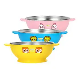 미피 논슬립 스텐 식기 3종 세트, 혼합색상, 공기 + 대접 + 컵