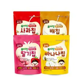 퓨어잇 내이브로 동결건조 과일칩 4종 세트, 사과맛, 배맛, 딸기맛, 바나나맛, 1세트