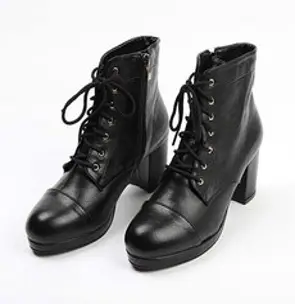 나나구두 베이직 라운드 레이스업 플랫 통굽 워커힐 7cm