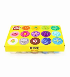 타이거도우 메가팩 유아용 클레이 15색 세트, 혼합색상, 85g