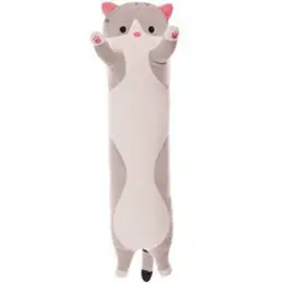 TCR 고양이 인형 안고자는 바디 필로우 베개 쿠션, 그레이