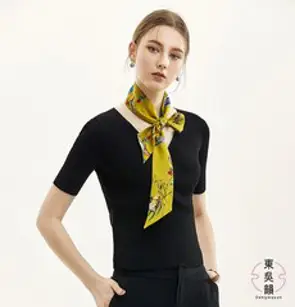 Dongwuyun 실크 스카프100% 미니스카프 롱 스카프 명품머리띠