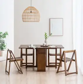 본톤 몰리나 원목 접이식 확장형 4인용 식탁세트, 월넛(식탁+의자4)라이트브라운