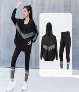 HIT No.7 오버핏 여성 가오리 집업 +레깅스 바지 2PCS 트레이닝복 세트 헬스복 필라테스 요가복 K4