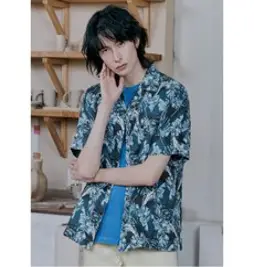 [빈폴(아울렛)] [빈폴멘] [30%OFF] 네이비 리넨 블렌드 하와이안 셔츠 (BC246