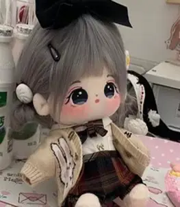 무속성 솜인형 아이돌 솜깅이 20cm 몸체 그레이 등, 뼈대있는 인형+옷+빗과가위