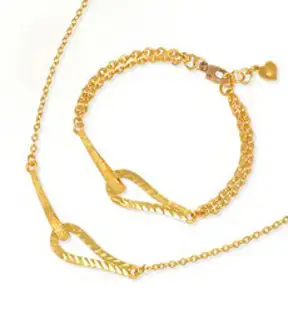 골드모아 여자 순금 목걸이 팔찌 세트 7.5g [물방울스틱 콤비]