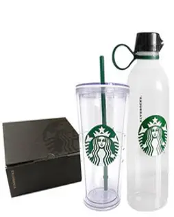 스타벅스 더블 월 코어 콜드컵 473ml + 벤티 워터보틀 710ml + 선물 포장 세트, 투명