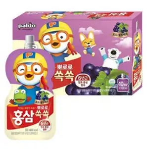 팔도 뽀로로 홍삼쏙쏙 어린이음료 100ml, 10개, 포도블루베리