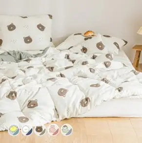 [국산] 2023 리빙캐슬 베어스 마이크로 차렵 이불 세트 / 누빔 고밀도 곰돌이 곰순이