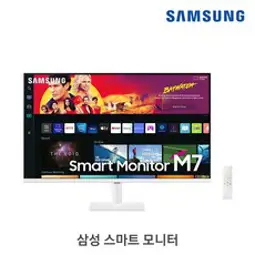 삼성전자 스마트모니터 M7 S32AM701 화이트 UHD 4K 32인치 C-Type 덱스 미러링 넷플릭스 유튜브, LS32AM701UKXKR