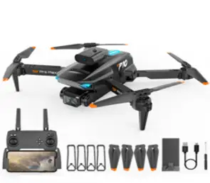 HHSSL 4K 듀얼카메라 자동 장애 회피 접이식 입문용 드론 비행시간 30분, 배터리 2개, 블랙 드론 세트