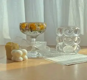 (9종SET) 부케 플라워 젤캔들 홀더 만들기 DIY 키트 앙페트 드라이플라워 부케말리기 선물 포장 세트 (2types), 심플 프렌치(고블렛잔), 시스루 레이스 퍼플