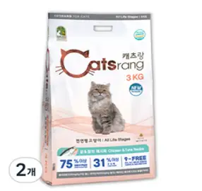 캐츠랑 NEW 전연령 올라이프 고양이 건식사료, 닭 + 참치, 3kg, 2개