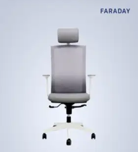 패러데이 메쉬 사무용 학생 컴퓨터 공부 의자, 그레이 - 헤드레스트 구성, 중심봉 M, 고정 팔걸이