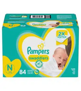 Pampers 미국 팸퍼스 스와들러 기저귀 신생아용 ~4.5kg 84개 Swaddlers Soft & Absorbent Diapers Size N, 84매