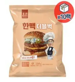 한맥 직화그릴 더블버거 210g 10개입 편의점햄버거 매점빵식사, 10개