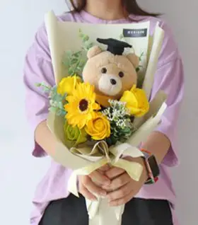 모리앤 19곰 테드곰 인형꽃다발 학사모테드, 검정(테드)