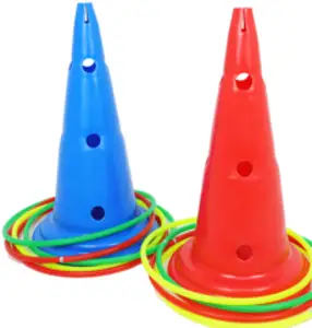 고리던지기세트 링던지기 유아체육교구 칼라콘 꼬칼콘 반환점 체육대회용품, RED, 1set