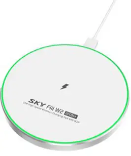 스카이 필 W2 아이언 플러스 고속 무선충전기 패드 SKY-W2P 15W, 화이트 + 실버, 1개
