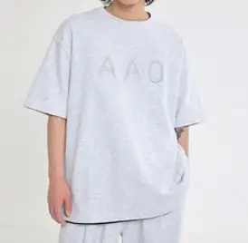 AGOD 남녀공용 심플 영문 로고 자수 오버핏 반팔 티셔츠 [1710]