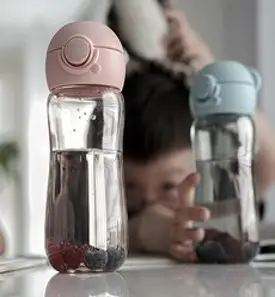 JVR (1+1) 모노아이 원터치 트라이탄 보틀 어린이물병 어린이집물통 400ml, 블루+블루