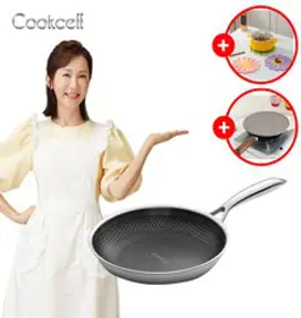 쿡셀 후라이팬 싱글코팅 블랙큐브 IH 스테인레스 인덕션 계란 후라이팬 (사은품증정), 28cm, 28cm(사은품 기름막이), 1개