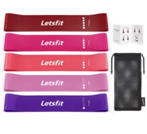 렛츠핏 루프밴드 5종 세트, 보라,연핑크, 다홍, 진핑크, 레드