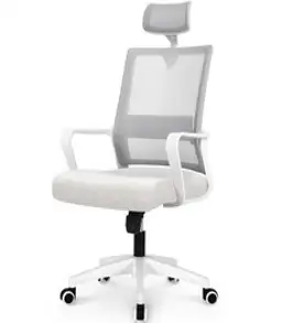 Kurua 라텍스 사무용 메쉬의자 의자 화이트+그레이, 라텍스+헤드레스트/팔조절